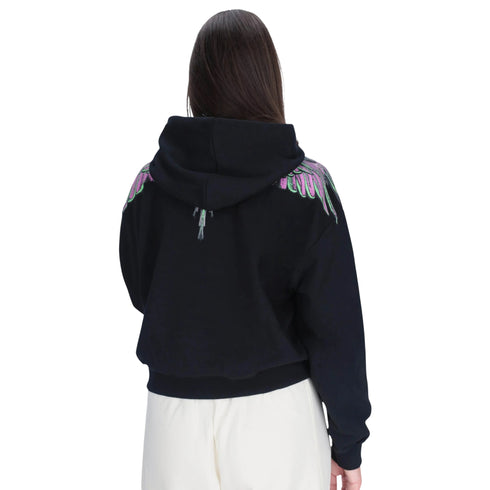Felpa Donna con cappuccio dotato di coulisse e grafica colorata
